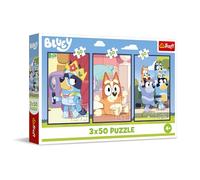 Trefl - Puzzle 3 en 1 : Bluey, la Famille de Bluey - 3 x 50 Pièces, Ensemble de Trois Puzzles pour Les Enfants à partir de 4 Ans