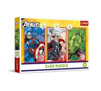 Trefl - Puzzle 3 en 1 : Marvel The Avengers, Votre Héros - 3 x 50 Pièces, Ensemble de Trois Puzzles pour Les Enfants à partir de 4 Ans