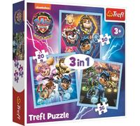 Trefl-Paw Patrol:The Mighty Movie, Force Mighty Pups -Puzzles 3en1, 3 Puzzles, de 20 à 50 Pièces-Puzzles Colorés avec des Personnages de Bande Dessinée,Loisir pour Les Enfants à partir de 3 Ans