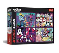 Trefl - Puzzle 4 en 1 : Disney, Série d’Aventures de Mickey Mouse- 4 x 250 Pièces - Ensemble de Quatre Puzzle pour Les Adolescents