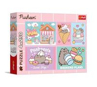 Trefl - Puzzle 4 en 1 : Fluid World Pusheen, Meet Pusheen - 4 x 250 pièces - Lot de Quatre Puzzles pour Adolescents