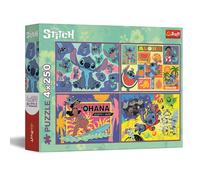 Trefl - Puzzle 4 en 1 : Lilo & Stitch, Incroyable Stitch - 4 x 250 Pièces - Ensemble de Quatre Puzzle pour Les Adolescents