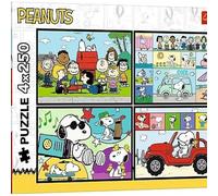Trefl - Puzzle 4 en 1 : Peanuts, Aventure de Fistasch-4 x 250 éléments - Ensemble de quatre puzzles pour adolescents