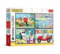 Trefl - Puzzle 4 en 1 : Peanuts, Les Aventures de Peanuts - 4 x 250 pièces - Lot de Quatre Puzzles pour Adolescents
