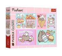 Trefl - Puzzle 4 en 1 : Pusheen du Monde Fluide, Rencontre Pusheen - 4 x 250 pièces - Ensemble de Quatre Puzzles Adolescents