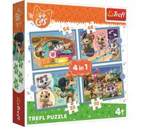 TREFL Puzzle 44 chats : équipe de chats 4en1 (35,48,54,70 pièces)