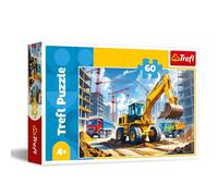 Trefl - Puzzle 60 pièces, Tracteur-Pelleteuse-chargeuse, Véhicules, 4+ | Développement de la concentration et de l'observation, puzzles avec des personnages de contes, exercice de la mémoire