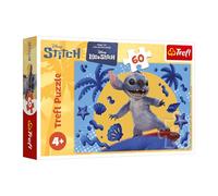 Trefl - Puzzle 60 pièces, Une journée avec Stitch, Lilo&Stitch, 4+ | Développement de la concentration et de l'observation, puzzles avec des personnages de contes, exercice de la mémoire
