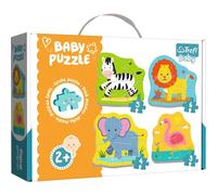 Trefl- Tiere bei Einer Safari de 3 à 6 Pièces, 4 Sets, pour Enfants à partir de 2 Ans Puzzle, 36073, Multicolored