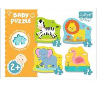 TREFL Puzzle bébé Animaux en safari 4in1 (3,4,5,6 pièces)