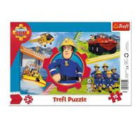Trefl – Puzzle cadre avec support Une journée avec Pompier – 15 pièces – Dès 3 ans