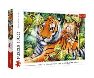 Trefl, Puzzle, Deux Tigres, 1500 Pièces, Haute qualité, Animaux Asiatiques, Famille de Tigres, Puzzle Classique, Puzzle Anti-Stress, pour Adultes Enfants de 12 Ans et Plus