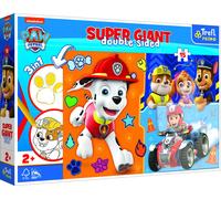 Trefl Primo - Paw Patrol, Rencontrez Pat Patrouille- 3en1 : Puzzle de 15 Très Grands Eléments, Livre de Coloriage, Jeu avec des Eléments de Coloriage, Puzzle Coloré avec des Personnages de Conte