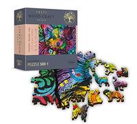 Trefl - Puzzle en Bois, Chien Coloré - 500+1 Pièces, Artisanat en Bois, Formes Irrégulières, 50 Figures d'animaux, Puzzle Moderne De Qualité Supérieure, Bricolage