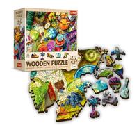 Trefl Puzzle en bois, cocktails colorés - 500+1 éléments, artisanat en bois, formes irrégulières, 50 figurines de voyage, puzzle moderne de qualité supérieure pour adultes et enfants à partir de 12