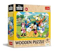 Trefl- Puzzle en Bois : Disney, Mickey Mouse et Ses Amis - 24 Pièces, Puzzle Wooden Puzzle, Motif décoratif au Verso, pour Les Enfants à partir de 3 Ans
