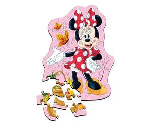 Trefl - Puzzle en Bois : Disney Minnie, Joyeuse Minnie - 50 Pièces, Puzzle à Formes Wooden Puzzle, Formes irrégulières, 10 Figurines, pour Enfants à partir de 5 Ans