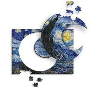 Trefl - Puzzle en Bois : La Nuit étoilée, Vincent van Gogh -200 éléments, Puzzle artistique Wooden Puzzle, Peintures Célèbres, Artistes Célèbres, Divertissement Créatif pour Adultes et Enfants à partir de 9 ans