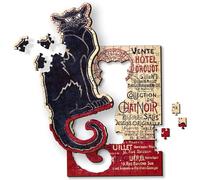 Trefl - Puzzle en Bois : Le Chat Noir, Théophile Alexandre Steinlen -200 éléments, Puzzle artistique Wooden Puzzle, Peintures Célèbres, Artistes Célèbres, Divertissement Créatif pour Adultes et Enfants à partir de 9 ans