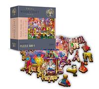 Trefl - Puzzle en Bois, Monde Magique - 500+1 Pièces, Travail du Bois, Formes Irrégulières, 50 Figures De Monuments Et Symboles Français, Puzzle Moderne, pour Adultes Et Enfants De Plus De 12 Ans