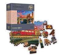 Trefl - Puzzle en Bois, Palais De Westminster, Big Ben, Angleterre, Londres London - 500+1 Pièces, Artisanat en Bois, Formes Irrégulières, 50 Figures De Monuments Et Symboles Anglais