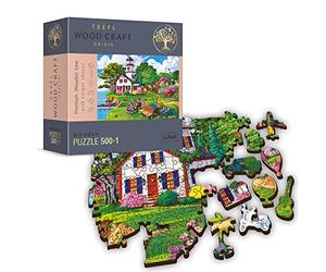 Trefl - Puzzle en Bois, Port D'Été - 500+1 Pièces, Artisanat en Bois, Formes Irrégulières, 50 Figures De Voyage, Puzzle Moderne De Qualité Supérieure, Bricolage, pour Adultes Et Enfants De Plus De 12