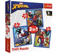 Trefl - Puzzle - Force de l'araignée Marvel Spiderman de 20 à 50 Pièces, 3 Sets pour Les Enfants à partir de 3 Ans