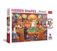 Trefl-Puzzle Hidden Shapes: Soirée de Jeux 1000 + 86 éléments-Trouvez Les Puzzles Formes cachées pour Les Amoureux des Chiens, Amusement pour Les Adultes et Les Enfants de 12 Ans et Plus