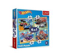 Trefl - Voitures Hot Wheels - Puzzles 4 en 1, 4 Puzzles de 35 à 70 pièces - Puzzles colorés avec Les Voitures cultes, différents Niveaux de difficulté, pour Les Enfants à partir de 4 Ans