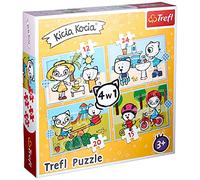 Trefl, Puzzle Le Jour de Kicia Kocia Chaton Kicia Kocia de 12 à 24 pièces 4 Sets pour Enfants à partir de 3 Ans