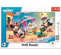 TREFL Puzzle Mickey et Minnie : S'amuser à la plage 15 pièces