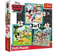 Trefl- Disney de 20 à 50 Pièces 3 Sets pour Les Enfants à partir de 3 Ans Puzzle, 34846, Mickey Mouse avec des Amis Mickey Mouse et Ses Amis