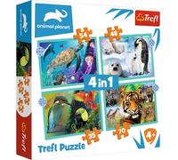 Trefl - Puzzle - Monde mystérieux des Animaux de 35 à 70 Pièces, 4 Sets pour Les Enfants à partir de 4 Ans