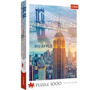 Trefl - Puzzle New York à l'aube, États Unis - 1000 Pièces, Villes du Monde, Vue sur la Ville, Gratte-Ciel, Pont, DIY Puzzle, Divertissement Créatif, Amusement, Cadeau, Puzzle