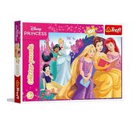 Trefl - Puzzle pailleté : Disney Princess, La Magie de l'amitié - 100 pièces - Un Puzzle Scintillant avec des Personnages de Contes de fées, Amusant pour Les Enfants à partir de 5 Ans