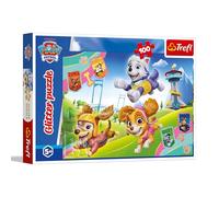 Trefl - Puzzle pailleté : Paw Patrol, Sparkling Dogs - Puzzle pailleté 100 pièces - Scintillant avec des Personnages de Dessins animés, Amusement pour Les Enfants à partir de 5 Ans
