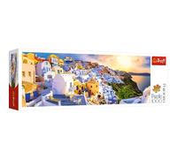 TREFL Puzzle panoramique Coucher de soleil sur Santorin, Grèce 1000 pièces
