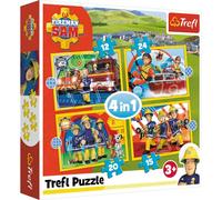 Trefl - Puzzle - Sam Le Pompier Serviable Sam Le Pompier de 12 à 24 Pièces, 4 Sets pour Les Enfants à partir de 3 Ans