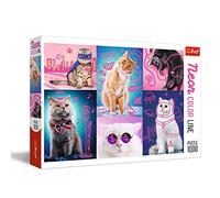Trefl Neon Ligne de Couleur Qualité Premium pour Adultes et Enfants à partir de 12 Ans Puzzle, TR10581, Chats Cool, 1000 Pièces
