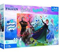 Trefl Junior - Découvrez Le Monde De Frozen - Puzzles 160 XL Super Shape - Formes Folles, Grandes Pièces, À Colorier Avec Les Personnages Du Conte De Fées Kraina Lodu, À Partir De 6 Ans.