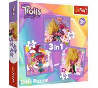 TREFL Puzzle Trolls 3 : Rencontre avec les Trolls 3en1 (20,36,50 pièces)