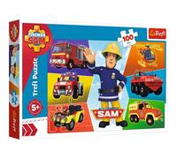 Trefl WPU-16354-01-001-01 Puzzle, Fahrzeuge des Feuerwehrmanns Sam, 100 Teile, für Kinder AB 5 Jahren