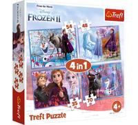 Trefl - Puzzle - Voyage dans l'inconnu Disney La Reine des Neiges 2 de 35 à 70 Pièces, 4 Sets pour Enfants à partir de 4 Ans