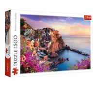 Trefl, Puzzle, Vue de la Ville de Manarola, 1500 Pièces, Haute qualité, Paysage, Italie, Cinque Terre, Vacances, Vue Romantique, pour Adultes et Enfants à partir de 12 Ans