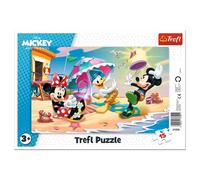 Trefl, Puzzles en Cadre, Amusements à la Plage, Disney Mickey Mouse et Ses Amis, 15 Pièces, pour Les Enfants à partir de 3 Ans