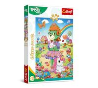 Trefl The Family, Les Treflik 100 Pièces-Puzzles Scintillants avec Personnages de Bande Dessinée, Divertissement Créatif, Loisir pour Les Enfants à partir de 5 Ans, 14833, Multicolour