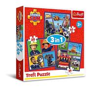 Trefl-Sam le Pompier,Fête du Pompier-Puzzle 3en1,Puzzles Colorés avec Personnages de dessin animé, Différents Degrés de Difficulté, Divertissement Créatif, pour Enfants à partir de 3 ans