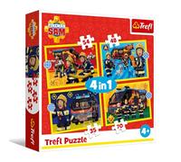 Trefl - Sam Le Pompier, Pompier en Service - Puzzle 4 en 1, 4 Puzzles, 35 à 70 pièces - Différents Niveaux de difficulté, pour Les Enfants à partir de 4 Ans
