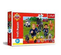 Trefl-Sam Le Pompier, prêt à Aider-Puzzle 30 éléments-Puzzle coloré avec Personnages de Dessin animé, Camion de Pompiers, équipe de Secours,Amusant pour Les Enfants à partir de 3 Ans