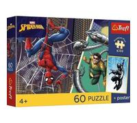 Trefl - Spiderman, Journée super-héros - Puzzle de 60 pièces - Puzzle de héros de conte de fées coloré, affiche unique, divertissement créatif, amusement pour les enfants à partir de 4 ans